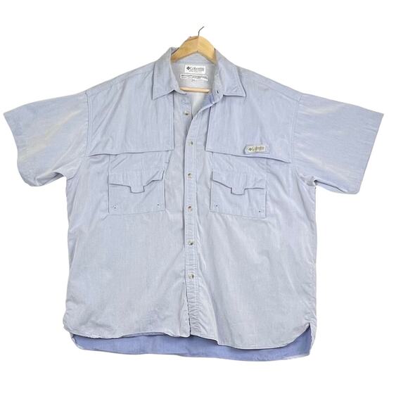 Columbia PFG Baby Blue Short Sleeve Activewear Vented Fishing Shirt XL - Picture 1 of 8